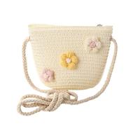 Générique Sac à Main Femme BandoulièRe,Sac Messager Tissé Fait Main en Paille pour Filles Sac à BandoulièRe Style Sac à Main pour L'éCole Et Le Quotidien des Enfants (White One Size)