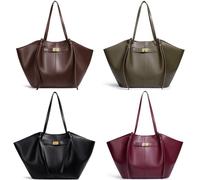 Générique Sac a main pour les cours lycee - Sac à main grande capacité en cuir vegan lisse - Idéal pour le travail ou les cours à l'université (Marron)
