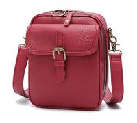 Générique Sac bandoulière en cuir Urvashi, sac en cuir Luma Urvashi, mini sac bandoulière rétro double épaisseur grande capacité (Red)