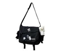 Générique Sac bandoulière en nylon décontracté à grande capacité messager épaule Kawaii japonais Harajuku Tooling Wind Street Trend Single Strap Zipper Opening Car Stitching Soft