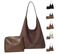 Générique Sac bandoulière souple avec sac à main, sac bandoulière en daim, sacs fourre-tout pour femme (Brown)
