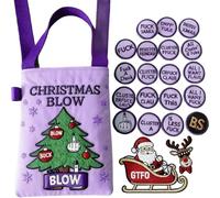 Générique Sac Cabas brodé « F*CKIN’ HolidayVibes », Sac Cabas brodé « Joyeux Noël », décoration de Noël avec 19 pièces « F*CKS » et Bonus, Cadeau Sarcastique et Humoristique (#A)