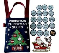Générique Sac Cabas brodé « F*CKIN’ HolidayVibes », Sac Cabas brodé « Joyeux Noël », décoration de Noël avec 19 pièces « F*CKS » et Bonus, Cadeau Sarcastique et Humoristique (#B)