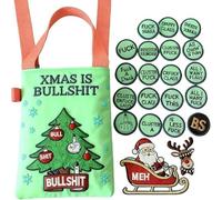 Générique Sac Cabas brodé « F*CKIN’ HolidayVibes », Sac Cabas brodé « Joyeux Noël », décoration de Noël avec 19 pièces « F*CKS » et Bonus, Cadeau Sarcastique et Humoristique (#C)