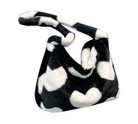 Générique Sac Cabas En Forme De Cœur Grande Capacité Bandoulière Texture Douce Design Minimaliste Pour Femme (Black, One Size)