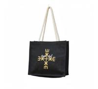 Générique Sac cabas en toile de jute “Amazigh” - Design berbère moderne avec écriture arabe “أمازيغية”, fait main en France, éco-responsable, grand format avec poignées en corde épaisse