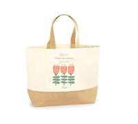 Générique Sac cabas “Merci d’être une nounou géniale” - Cadeau fête des nounous ou Noël - Personnalisable avec prénom - Sac toile et jute 38x44x18 cm