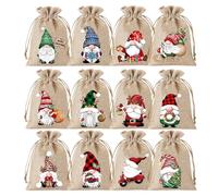 Générique Sac Cadeau Noel Enfant, 12 Pièces Petite Pochette Tissu, Sac En Toile De Jute, Pochon Tissu Réutilisable Avec Cordon De Serrage Pour Mariage Fête Bijoux Et Bonbons, 12 Styles Santa