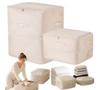 Générique Sac de Compression Rangement et Pochette Rangement Valise, Sac Compression Voyage Idéal pour Optimiser Vos Affaires, Gain de Place sans Aspirateur，Beige：S+M