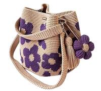 Générique Sac De Plage en Crochet - Tote Au Crochet Fait Main À Fleur - Tote Bag | pour Plage Serviette Sac Natation Navigation Croisière Vacances Voyage Été Gym Déjeuner Douche Mouillé Quai Sable