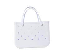 Générique Sac de plage Extra Large XL, panier rangement pique-nique voyage étanche en caoutchouc, à main Shopping for femmes, fourre-tout gelée(White)