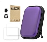 Générique Sac de Rangement de Console de Jeu pour R36S / R35S / RGB20S + 2 Films de Protection, Sac de Rangement Portable EVA étui de Transport de Dispositif de Jeu (Pourpre)