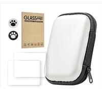 Générique Sac de Rangement de Console de Jeu pour R36S / R35S / RGB20S + 2 Films de Protection, Sac de Rangement Portable EVA étui de Transport de Dispositif de Jeu (Blanc)