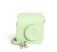 Générique Sac de Rangement Portable pour Instax Mini SE Étui de Transport de Voyage pour Appareil Photo Rétro avec Bandoulière Housse de Protection en Cuir PU Accessoires pour Appareil Photo (Green)