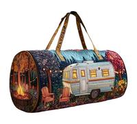 Générique Sac De Sport Matelassé Hippie Van, Bagage De Nuit De Voyage Boho Weekender avec Sangle Réglable, Style Rétro en Toile for Les Voyages Quotidiens(D-1,16"x8"x8")