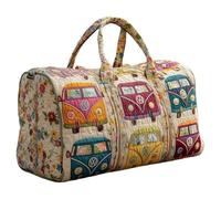 Générique Sac De Sport Matelassé Hippie Van, Bagage De Nuit De Voyage Boho Weekender avec Sangle Réglable, Style Rétro en Toile for Les Voyages Quotidiens(O-4,16"x8"x8")