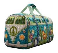 Générique Sac De Sport Matelassé Hippie Van, Bagage De Nuit De Voyage Boho Weekender avec Sangle Réglable, Style Rétro en Toile for Les Voyages Quotidiens(I-3,16"x8"x8")