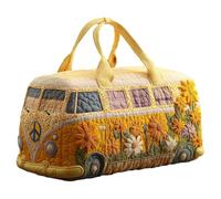 Générique Sac De Sport Matelassé Hippie Van, Bagage De Nuit De Voyage Boho Weekender avec Sangle Réglable, Style Rétro en Toile for Les Voyages Quotidiens(F-1,18"x9"x9")