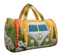Générique Sac De Sport Matelassé Hippie Van, Bagage De Nuit De Voyage Boho Weekender avec Sangle Réglable, Style Rétro en Toile for Les Voyages Quotidiens(L-4,16"x8"x8")