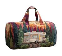Générique Sac De Sport Matelassé Hippie Van, Bagage De Nuit De Voyage Boho Weekender avec Sangle Réglable, Style Rétro en Toile for Les Voyages Quotidiens(Q-2,16"x8"x8")