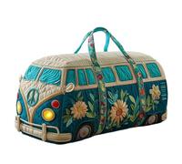 Générique Sac De Sport Matelassé Hippie Van, Bagage De Nuit De Voyage Boho Weekender avec Sangle Réglable, Style Rétro en Toile for Les Voyages Quotidiens(J-3,16"x8"x8")