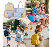 Générique Sac D'école | Lot de 4 Cartables Scolaires Étudiant | Grand Sac Capacité avec Trousse Crayon pour Fournitures Scolaire Université Cours Quotidien Adolescents Voyage Courses Week End