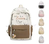 Générique Sac d'École Personnalisé Pour Fille, Sac Personnalisé Brodé Avec Nom, Extérieur, École, Voyage, 35x24 cm (Marron)