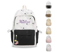 Générique Sac d'École Personnalisé Pour Fille, Sac Personnalisé Brodé Avec Nom, Extérieur, École, Voyage, 35x24 cm (Noir)