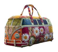 Générique Sac Duffel Matelassé Hippie Van Fait À La Main, Fourre-Tout De Gym De Voyage À Imprimé Vibrant avec Sangle Réglable, Sac De Week-End De Voyage Boho for Femmes Mon(U-5,16X8X8 inch)
