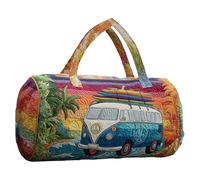 Générique Sac Duffel Matelassé Hippie Van Fait À La Main, Fourre-Tout De Gym De Voyage À Imprimé Vibrant avec Sangle Réglable, Sac De Week-End De Voyage Boho for Femmes Mon(T,16X8X8 inch)
