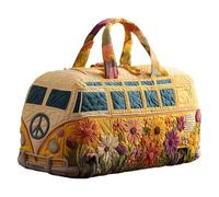 Générique Sac Duffel Matelassé Hippie Van Fait À La Main, Fourre-Tout De Gym De Voyage À Imprimé Vibrant avec Sangle Réglable, Sac De Week-End De Voyage Boho for Femmes Mon(E,18X9X9 inch)