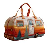 Générique Sac Duffel Matelassé Hippie Van Fait À La Main, Fourre-Tout De Gym De Voyage À Imprimé Vibrant avec Sangle Réglable, Sac De Week-End De Voyage Boho for Femmes Mon(G,18X9X9 inch)