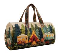 Générique Sac Duffel Matelassé Hippie Van Fait À La Main, Fourre-Tout De Gym De Voyage À Imprimé Vibrant avec Sangle Réglable, Sac De Week-End De Voyage Boho for Femmes Mon(V-3,18X9X9 inch)