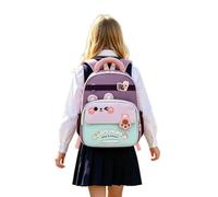 Générique Sac Ecole Fille - Cartable Maternelle Garcon Sac À Dos Léger Pour Avec Motif Patchwork Lapin Ours Languettes Phosphorescentes Bretelles Confortables Idéal Pour Les Excursions D'Une Journée