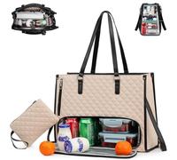 Générique Sac Fourre-tout 2 En 1 Avec Compartiments, Sac À Main For Ordinateur Portable De 15,6 Pouces Fonctionnant Avec Un Compartiment À Déjeuner Isolé, Sac À Main Matelassé(Beige)