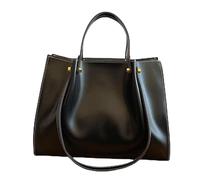 Générique Sac fourre-tout de travail ample de grande capacité avec fermeture éclair, sac à bandoulière automne-hiver avec fermeture éclair fourre-tout rétro en cuir pu souple pour femmes (Black)