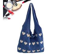 Générique Sac fourre-tout en crochet - Esthétique Bohème À Motif Cœur Tricoté Pliable | Sac De Plage En Crochet Pliable | pour vos Rendez-vous, Voyages, Vacances et Trajets quotidiens