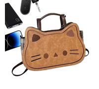 Générique Sac Fourre-tout En Cuir - Sac À Bandoulière En Cuir, À Dos Chaton | Solution De Stockage Améliorée Saccs À Provisions Pour Femmes Filles Dames Maman Shopping Voyage École Collège Travail