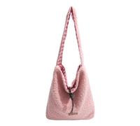 Générique Sac Fourre-tout en Peluche pour Femme, Grand Sac à Main en Polaire Sherpa, Rétro à Poignée Supérieure en Peluche Douce, Pour l'hiver et l'automne Sac de Courses Mode (Pink)