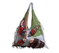 Générique Sac fourre-tout en tricot bohème avec pendentif poisson mignon 3D et motif ethnique, sac à main souple de grande capacité, parfait pour les achats quotidiens de vacances à la plage