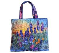 Générique Sac Fourre-tout Matelassé Amusant, Sacs Patchwork Brodés Sur Le Thème De La Ferme Chien Âne Fleur Fourre-tout En Tissu Réutilisable Plage Vacances D'été Travail Shopping(6,H34xL40CM)