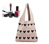 Générique Sac Fourretout Boho | Sac Fourretout En Tricot Avec Un Design En Forme De Cœur | Sacs Fourre-tout À La Mode Pour Femmes | Sacs À Bandoulière Élégants, D'été Tricoté Pour Filles, Femmes, Dam