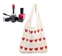 Générique Sac Fourretout Boho | Sac Fourretout En Tricot Avec Un Design En Forme De Cœur | Sacs Fourre-tout À La Mode Pour Femmes | Sacs À Bandoulière Élégants, D'été Tricoté Pour Filles, Femmes, Dam