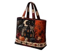Générique Sac Halloween Matelassé Impression 3D Grande Capacité Femme | Texture en relief qui donne un aspect premium et évite l'affaissement du sac. Garde sa forme même lorsqu'il est bien rempli.