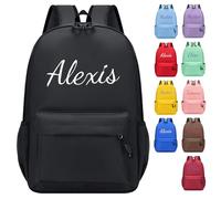 Générique Sac Personnalisable Enfant, Brodé Sac a Dos Enfant Avec Nom, Sac à Dos Hydrofuge Pour Garçon Et Fille, Petit Sac Dos Maternelle Avec Bandes Réfléchissantes 36cm × 26cm (Noir)