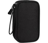 Générique Sac Rangement Cable Voyage, Pochette Cable Portable Étanche, 2 Couche Sac Câble Multifonctionnel Tech Pouch pour Organisateur Câbles, Carte SD, Chargeur, Adaptateurs, Cartes Mémoire(Noir)