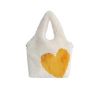 Générique Sac Tot En Peluche Sacs fourre-tout for femmes, sac à bandoulière décontracté, coutures d'amour, main en peluche for dames, messager(Beige)