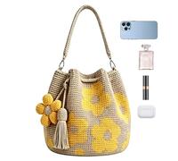 Générique Sac Tote À Fleurs | Sac À Main Mode Florale, Léger, Fabriqué À La Main | Cabas En Crochet | Pour Les Femmes Plage Et Mer Intérieur Et Extérieur Bureau Vacances Estivales