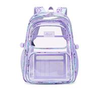 Générique Sac transparent de grande capacité pour étudiants, sans apport d'eau, pour une utilisation à la plage, en plastique, sac à dos à double bandoulière (Purple, One Size)