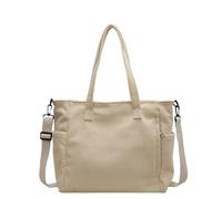 Générique Sac Velours Sac fourre-tout simple en velours côtelé for femmes, sac à bandoulière de grande capacité for les déplacements, voyages, études(Beige)